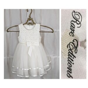 Rare Editions Baby Girl White Chiffon Formal Dress Size 18M